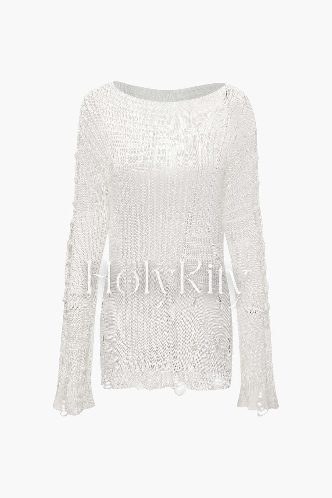 Asymmetrical Knit Ripped Cover-Up Top