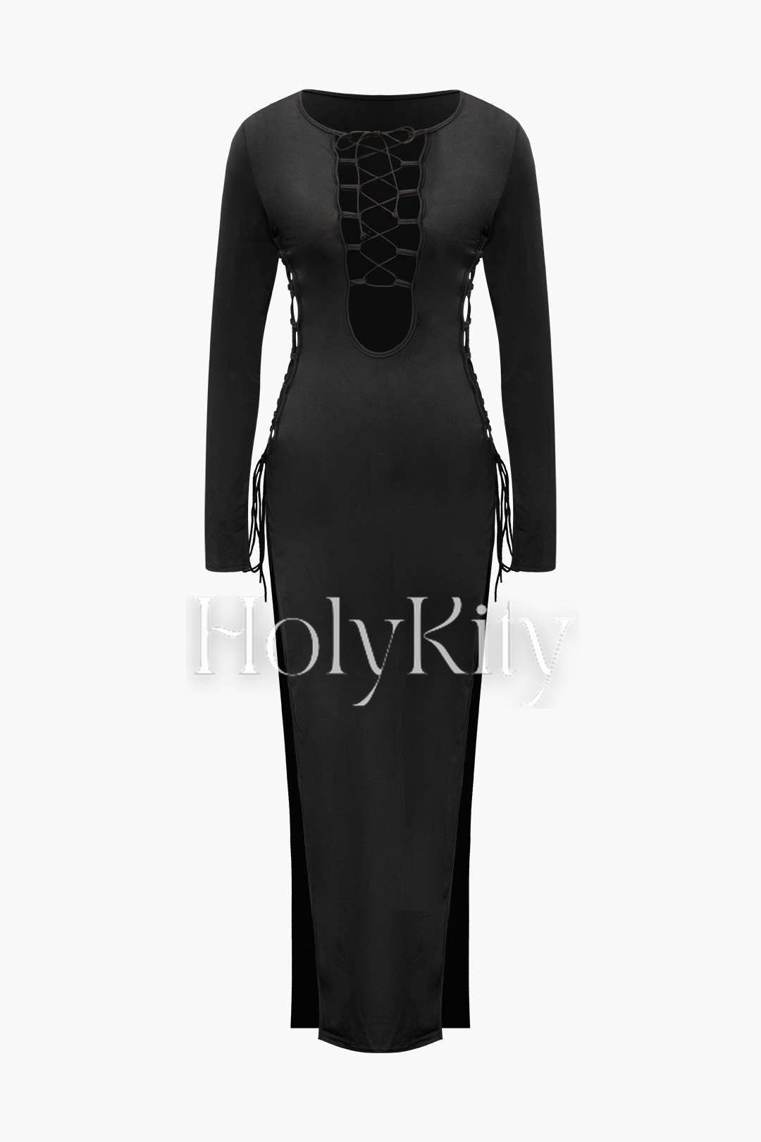 Tie Detail Long Sleeve Maxi Dress