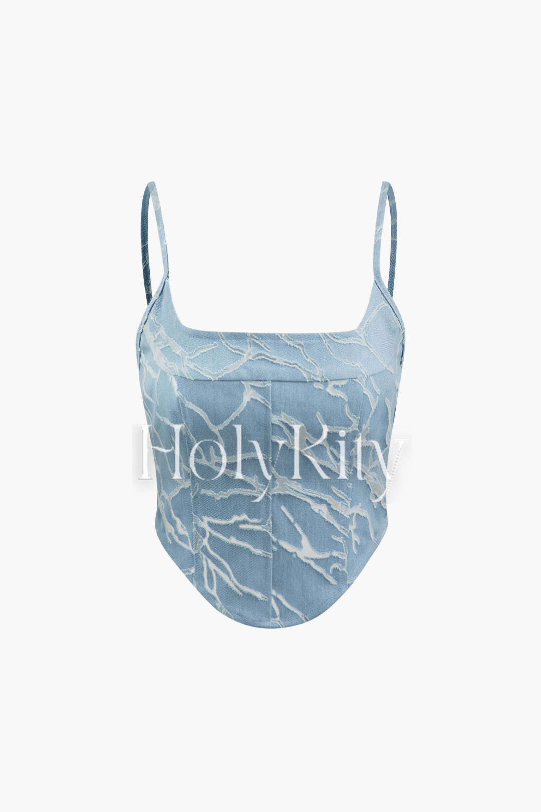 Denim-Camisole-Oberteil mit eckigem Ausschnitt