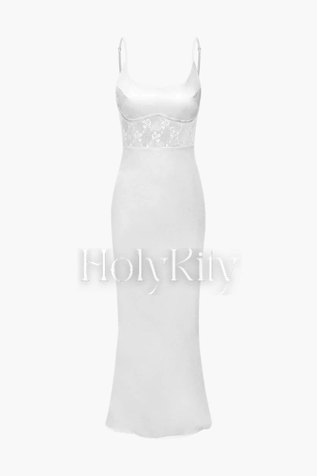 Square Neck Lace Insert Maxi Dress
