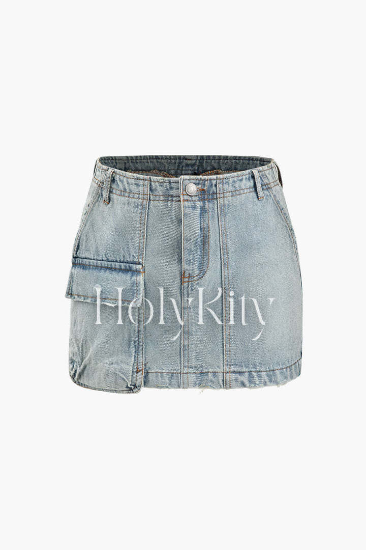 Denim Cargo Mini Skirt