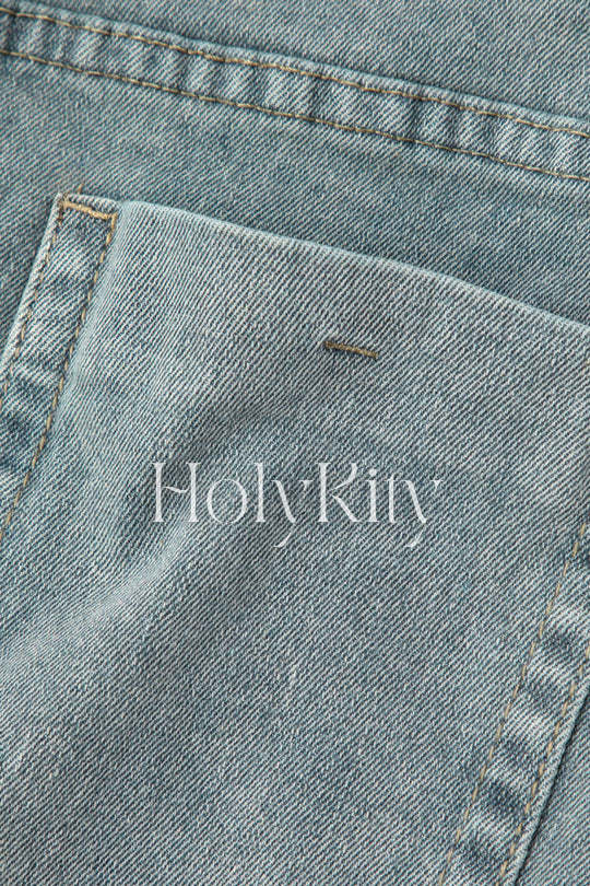 Denim Cargo Mini Skirt
