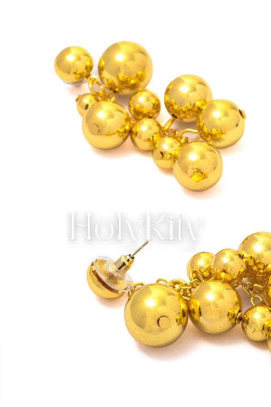Boucles d'oreilles pendantes à boules métalliques