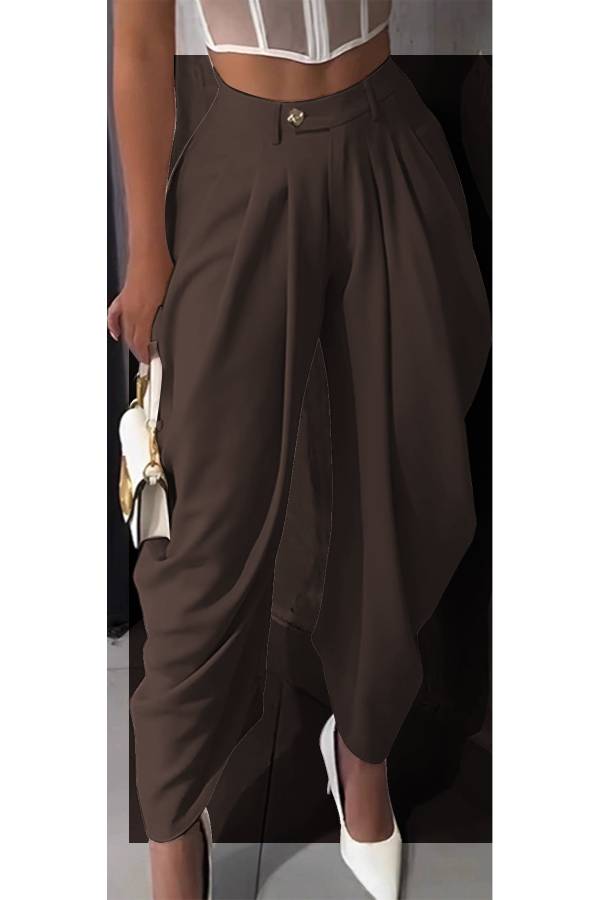 High-Waisted Pleated Drape Harem Pants
