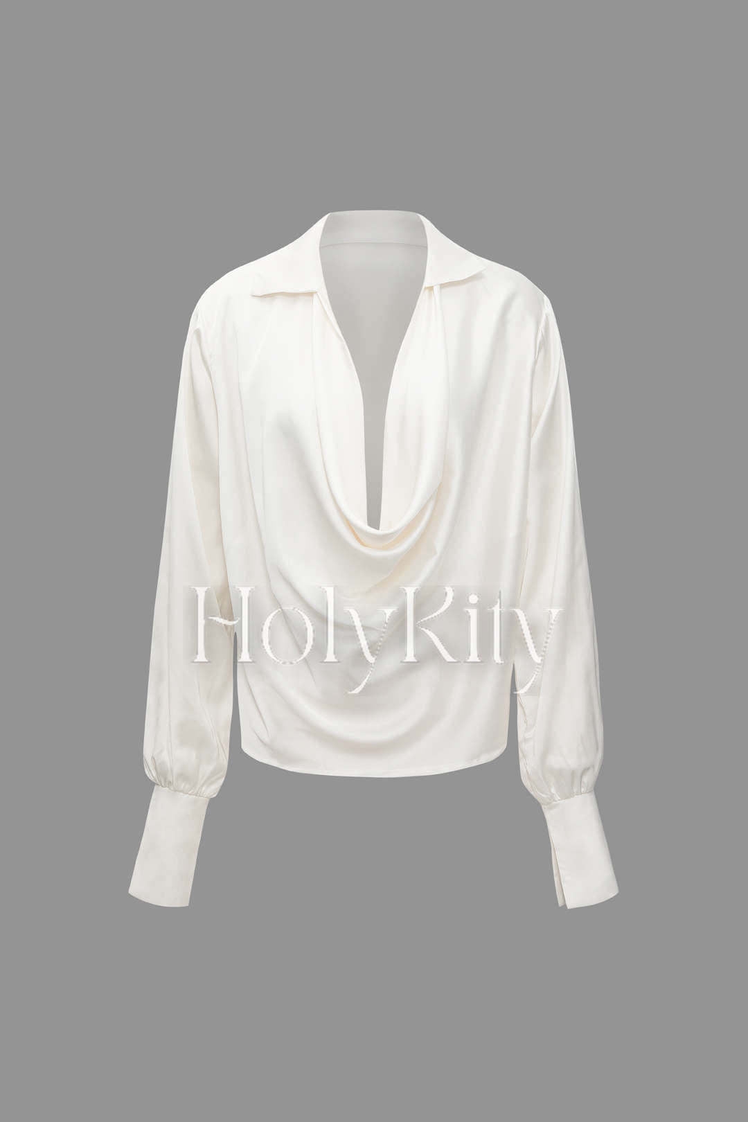 Chemise à manches longues et col bénitier en satin