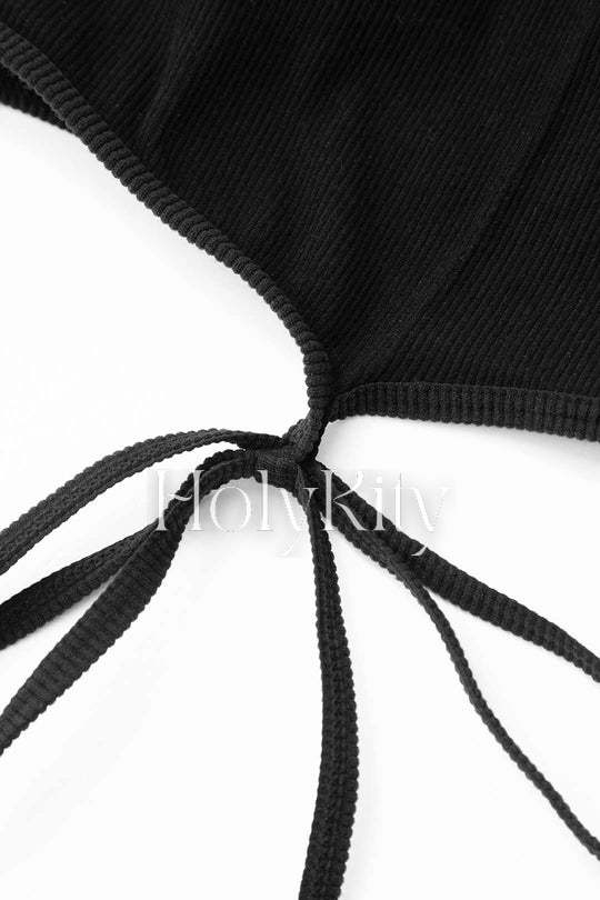 Tie Hem Rib Knit Tank Top