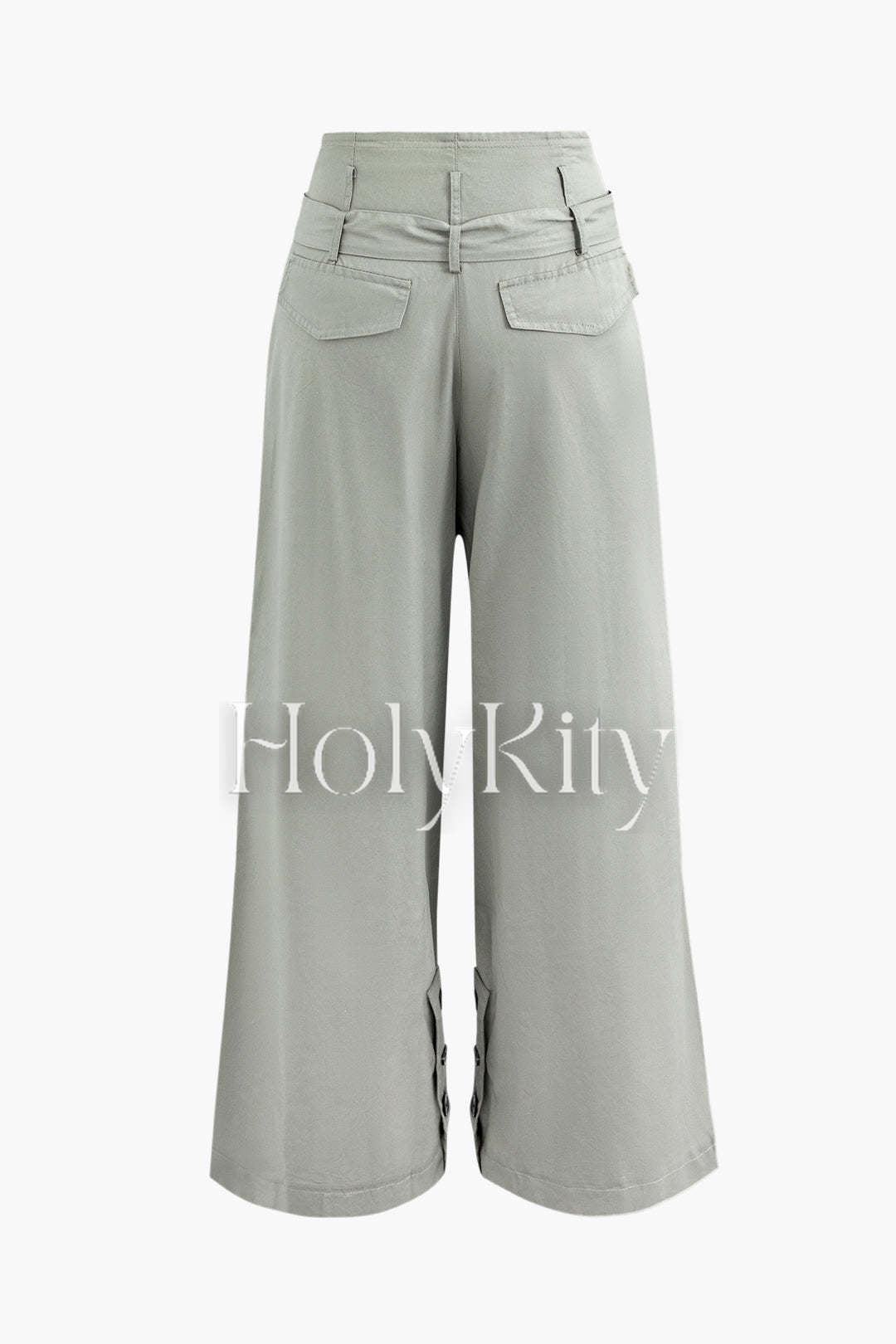 Weite Hose aus Leinenmischung mit hoher Taille, Plisséegürtel