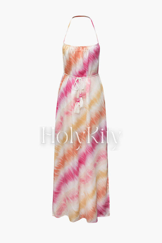 Neckholder-Maxikleid mit Ombré-Seildetail