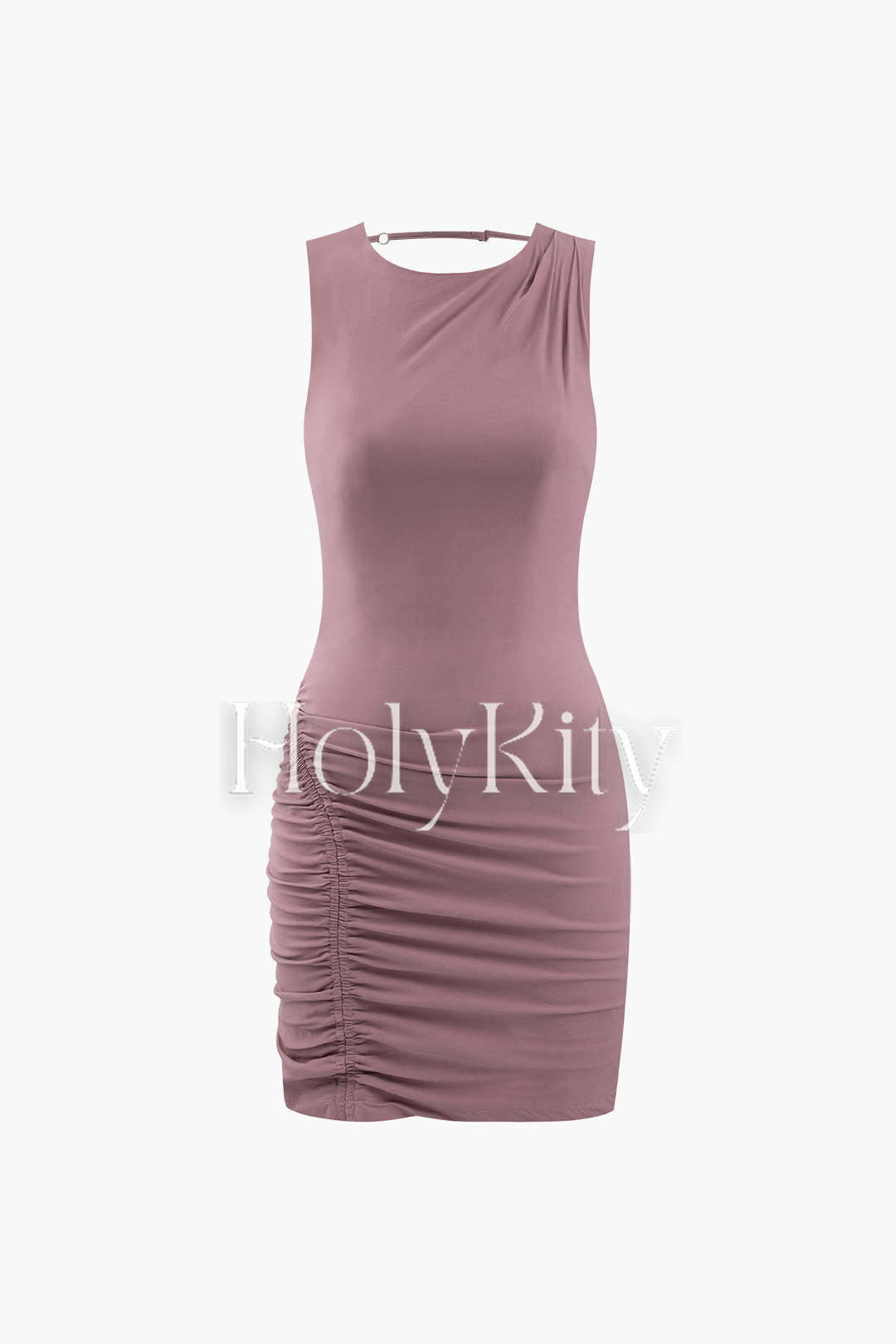 Rückenfreies, ärmelloses Minikleid mit Rüschen