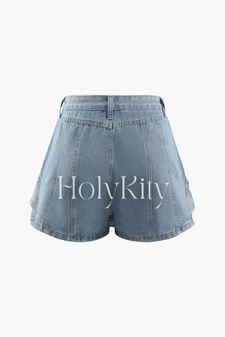 Jeansshorts mit Kontrastnähten