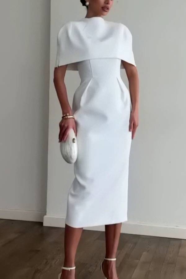 Cape Midi Evening Dress