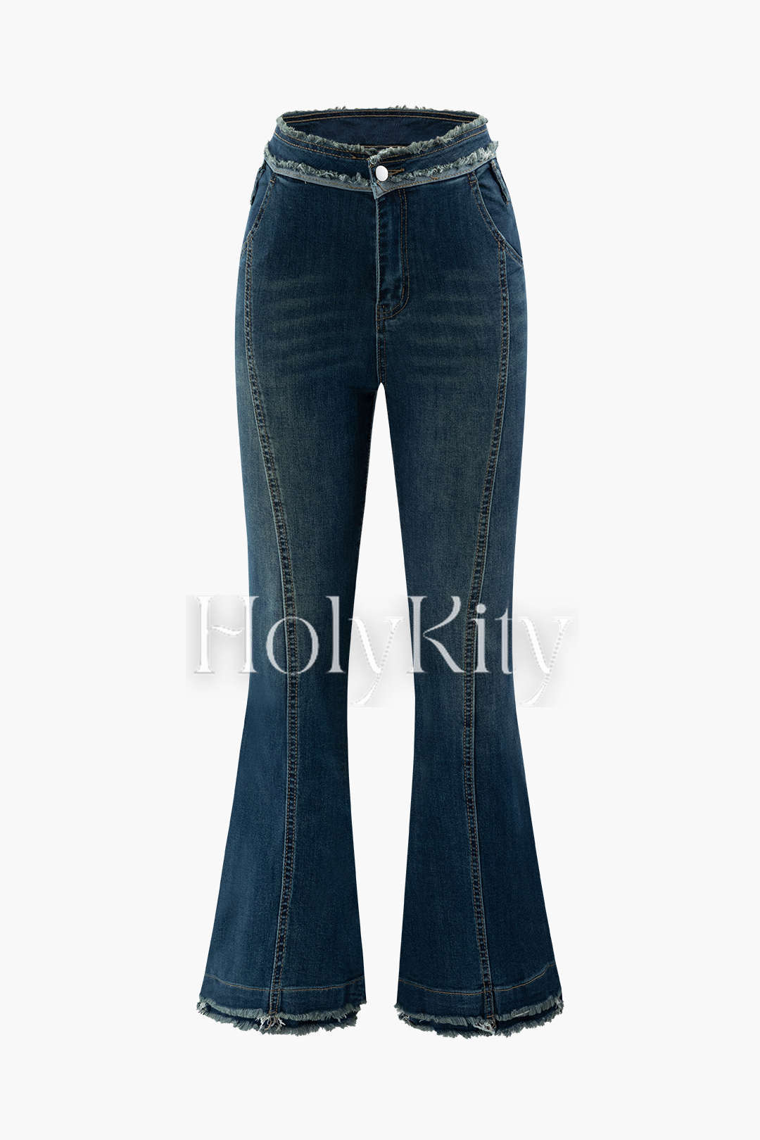 Jeans mit ausgefranstem Saum und ausgestelltem Bein