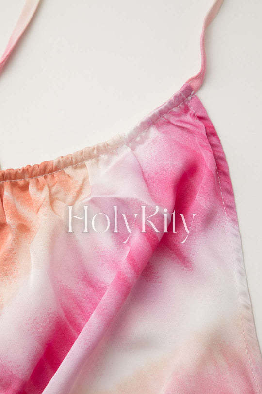Neckholder-Maxikleid mit Ombré-Seildetail