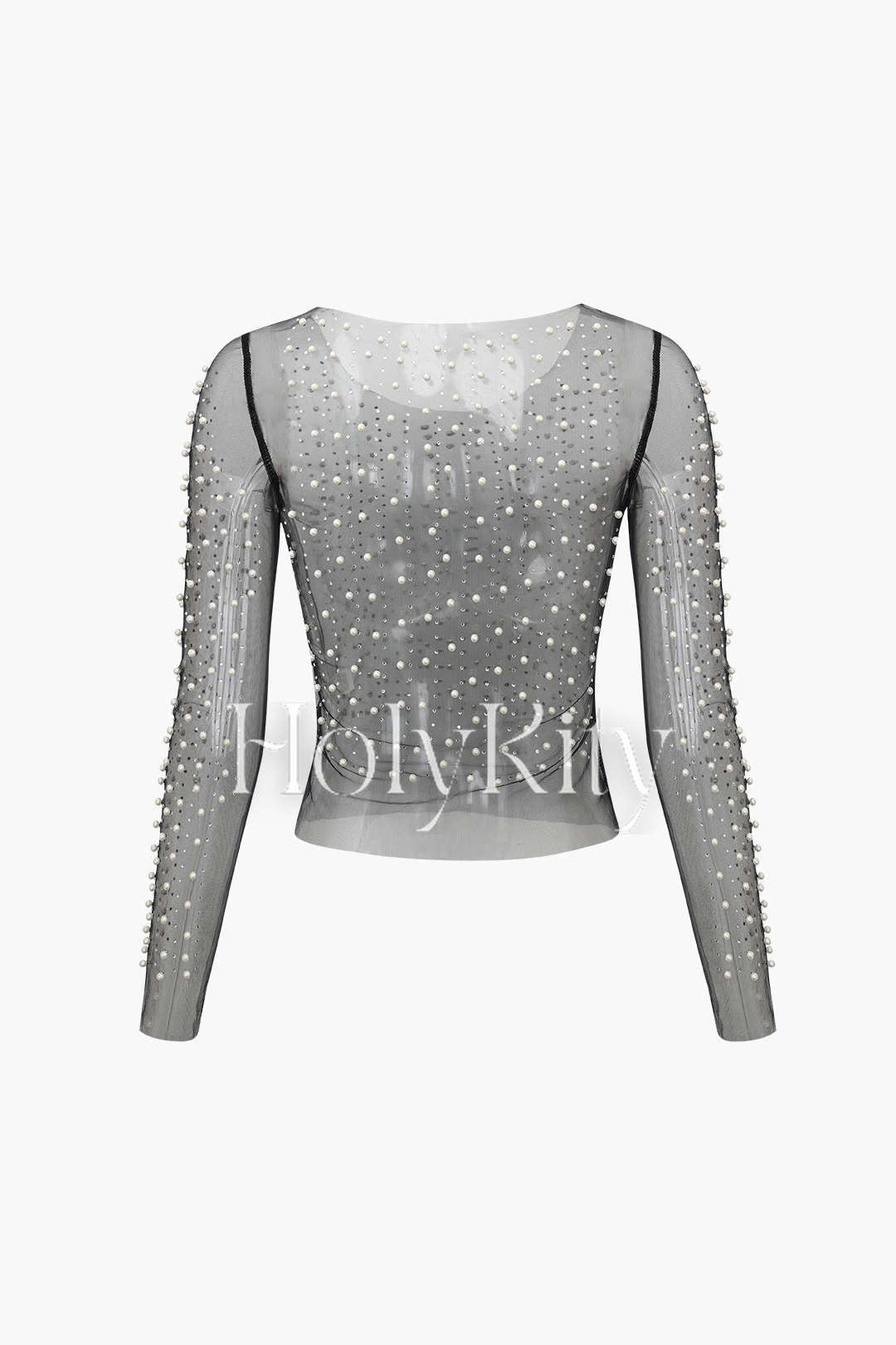 Haut en maille transparente orné de perles
