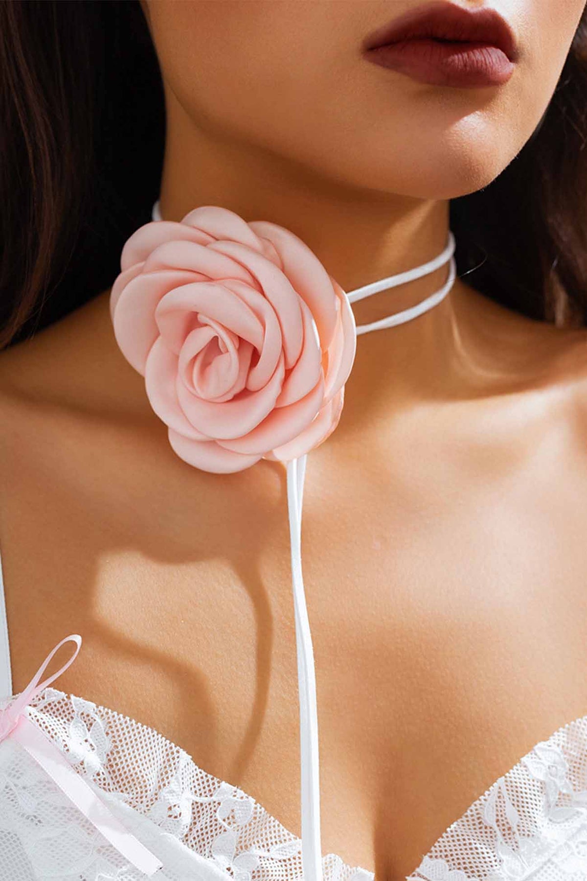 Satin Flower Choker Necklace