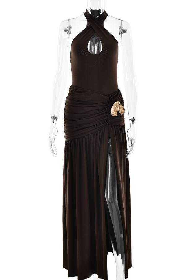 Cutout Halter Maxi Dress