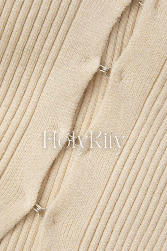 Cardigan en tricot à col en V et manches cloches