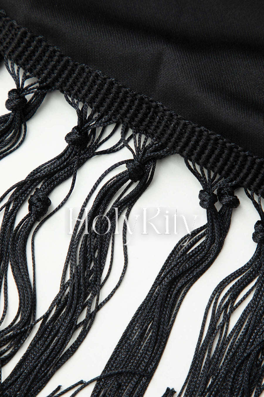 Solid Ruched Asymmetric Tassel Hem Mini Dress