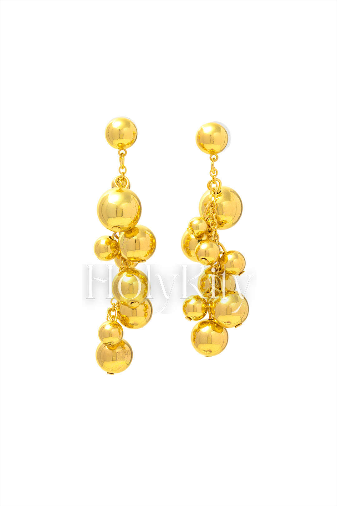 Boucles d'oreilles pendantes à boules métalliques