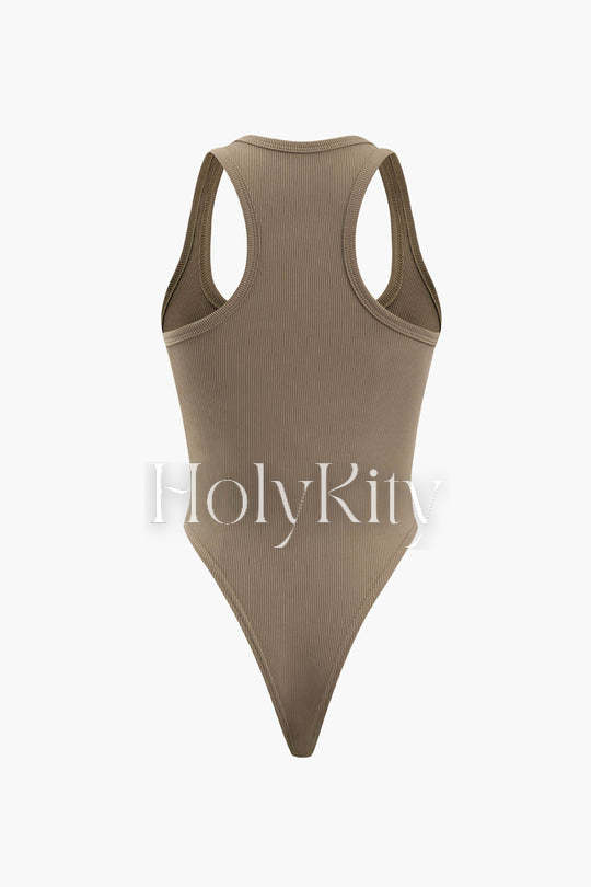 Square Neck Rib Knit Sleeveless Bodysuit