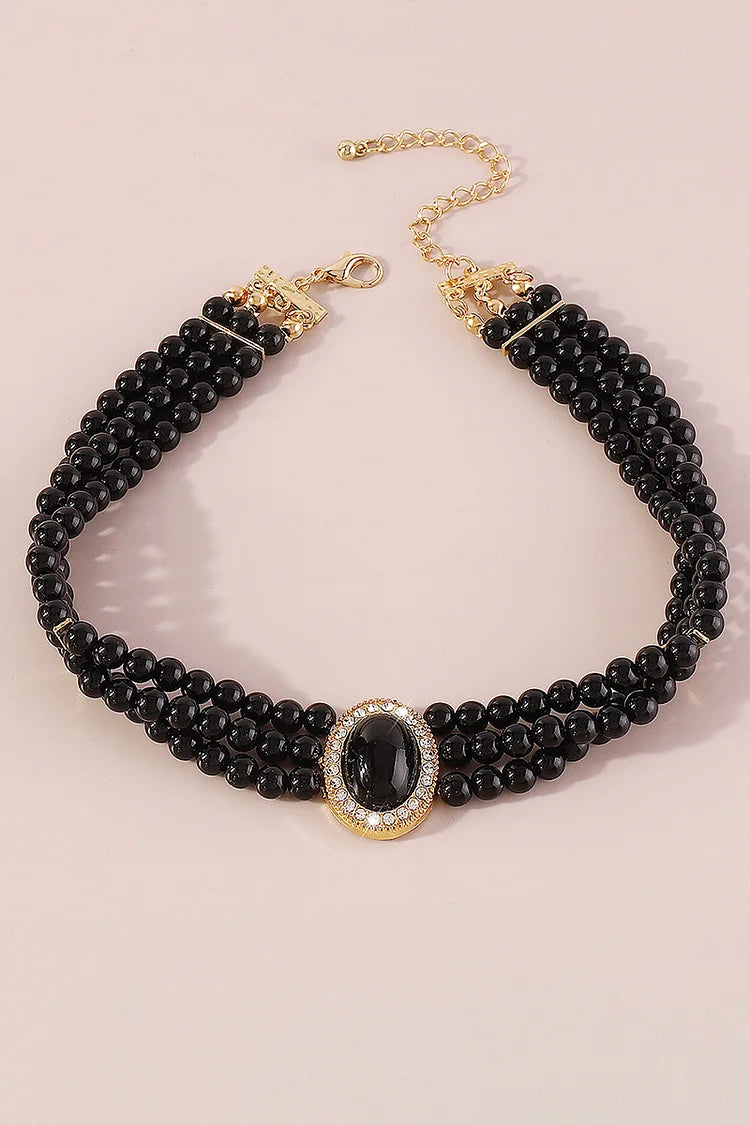 Elegant Layered Pearl Rhinestone Alloy Necklace