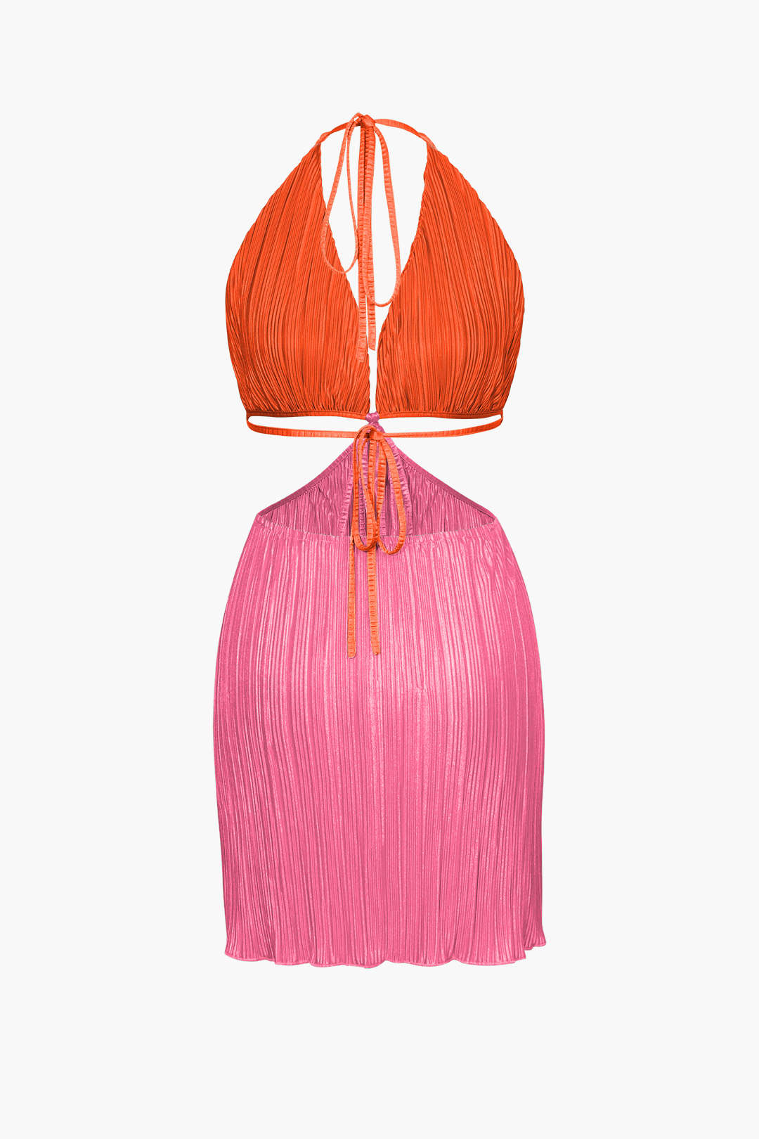 Neckholder-Minikleid mit Cut-Outs und Plissee