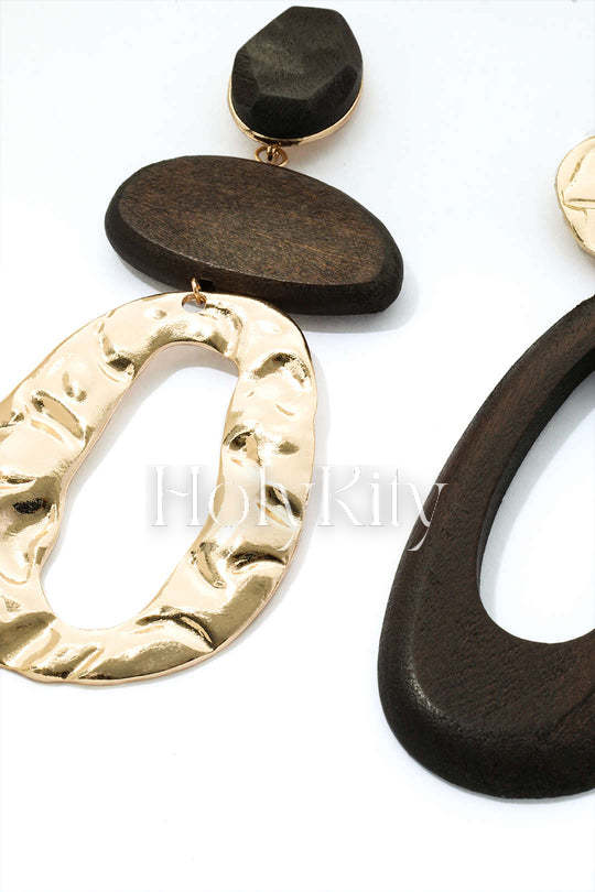 Mixed Woody Drop Dangle Earrings