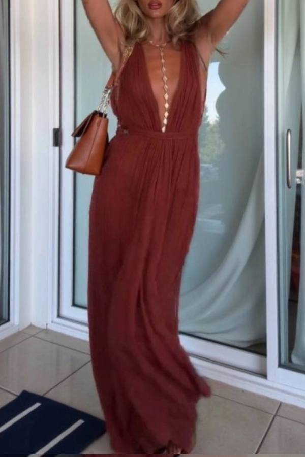 Vacation Style V-neck Lace-up Jumpsuit