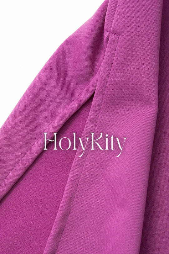 Asymmetrisches Midikleid mit Schlitz und 3D-Rose