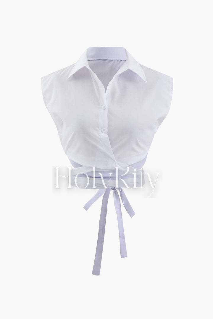 Tie Hem Sleeveless Shirt