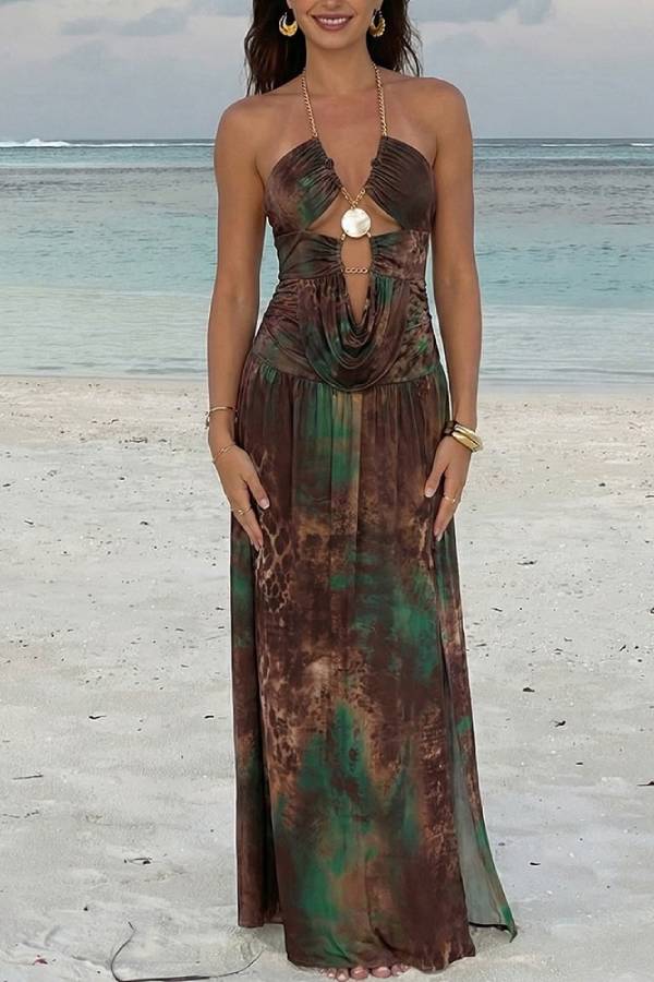 Halter Tie Dye Maxi Dress
