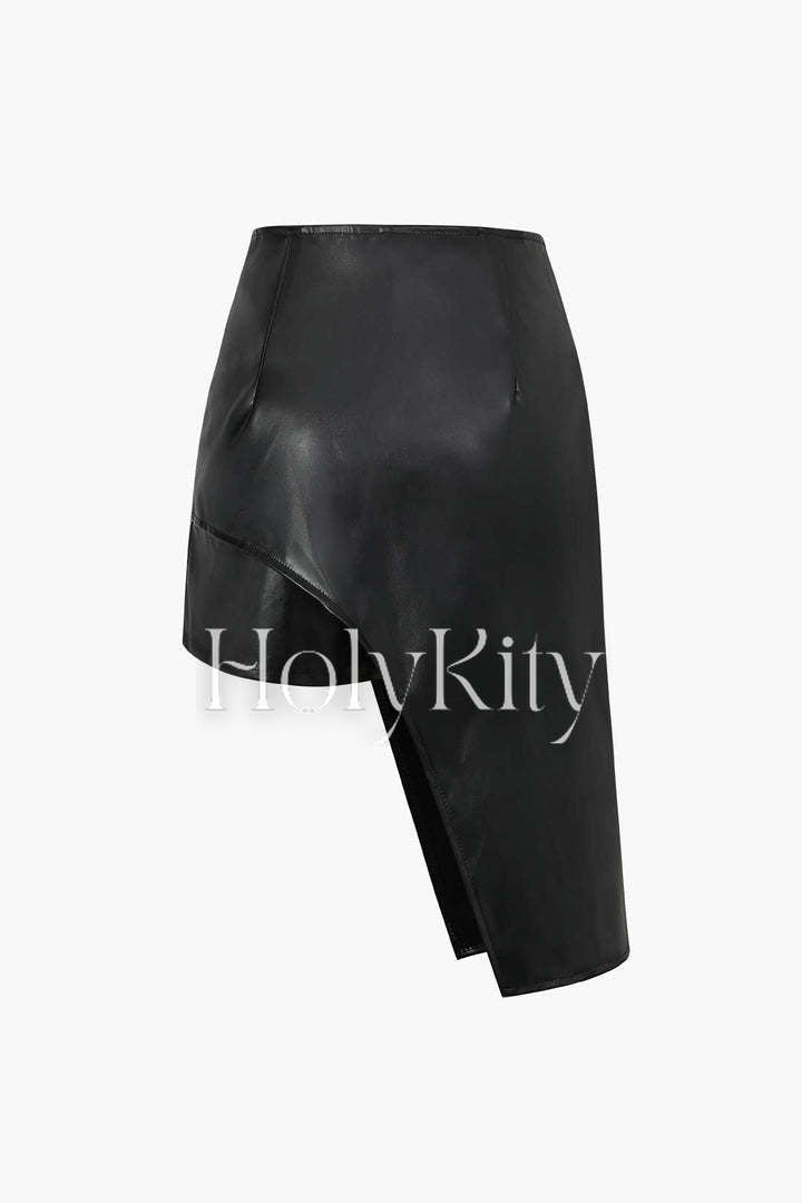 Short en similicuir à ourlet asymétrique