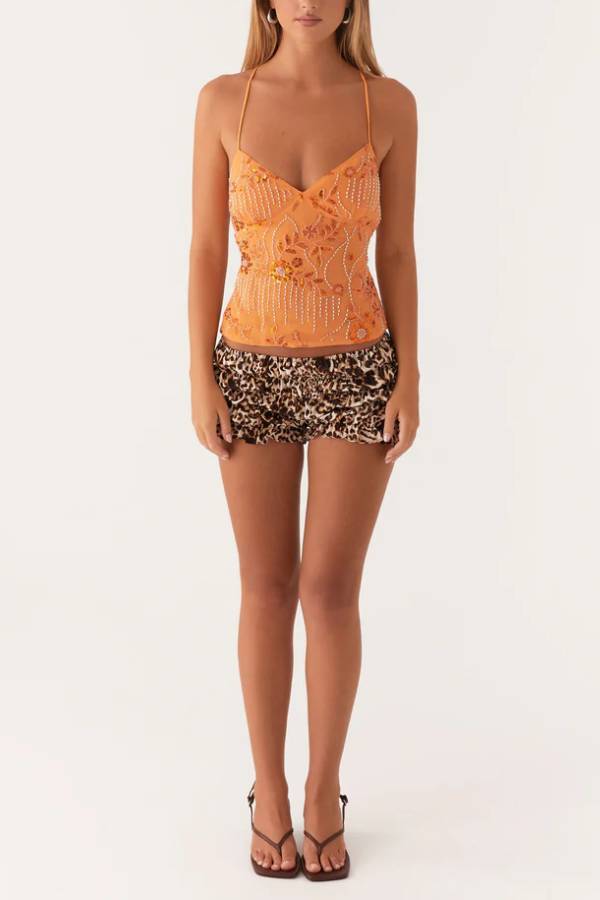 Women V Neck Spaghetti Strap Cami Top