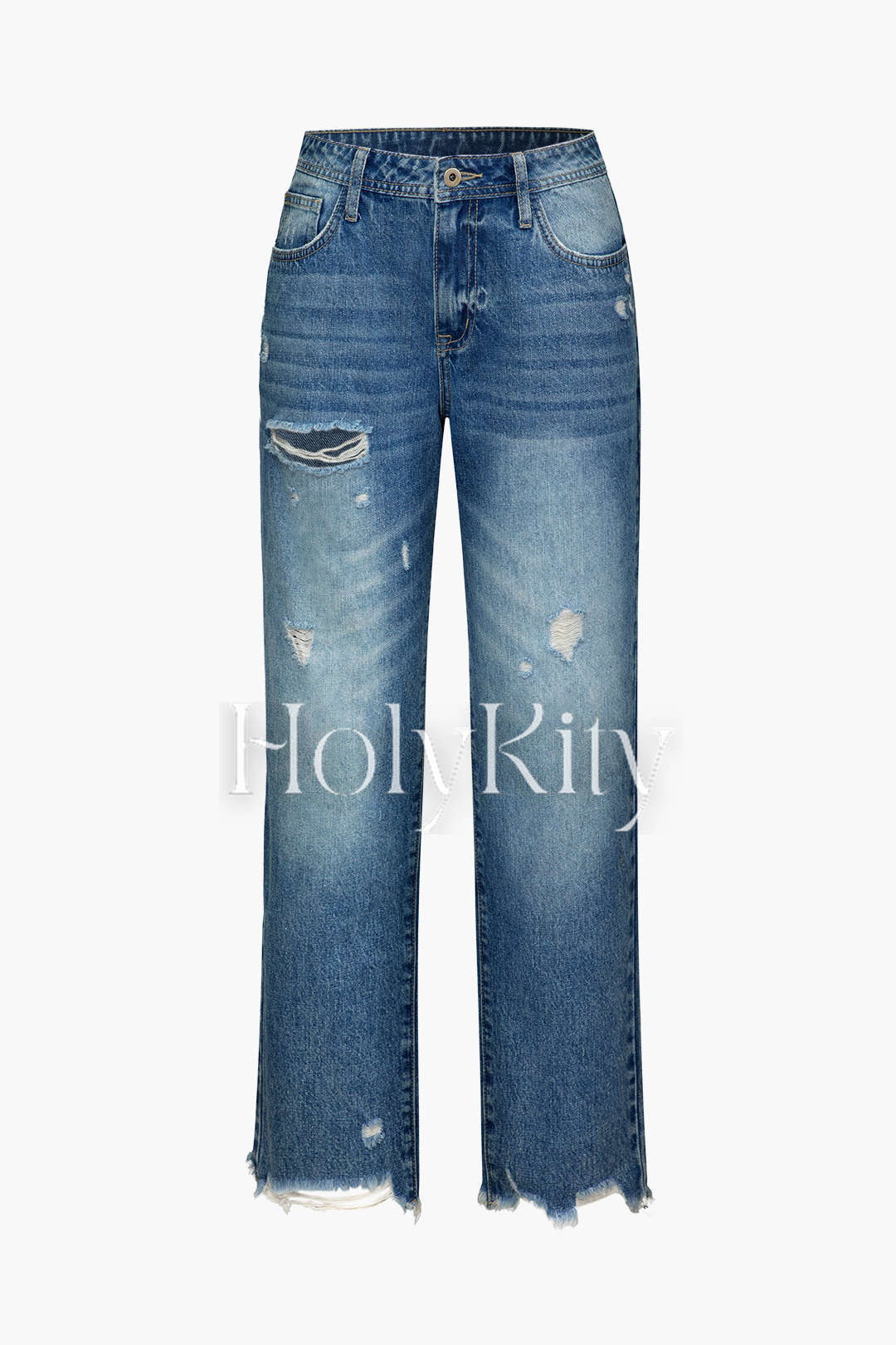 Zerrissene Jeans mit geradem Bein