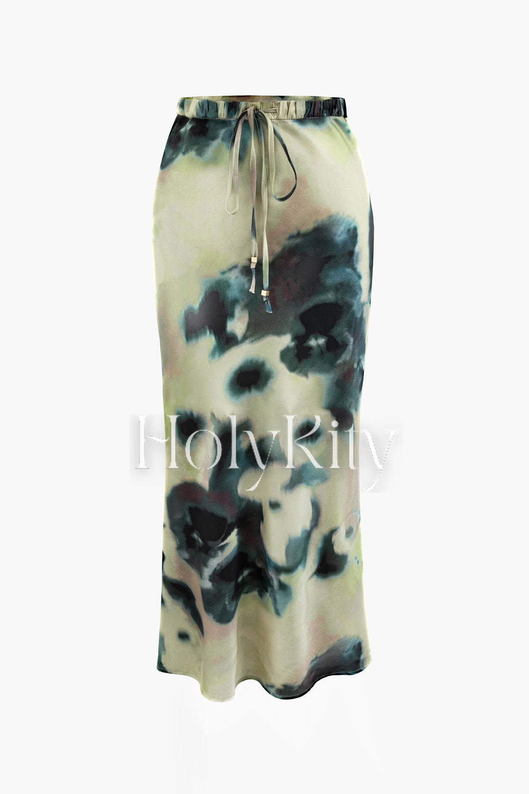 Jupe longue taille haute tie-dye avec cordon de serrage
