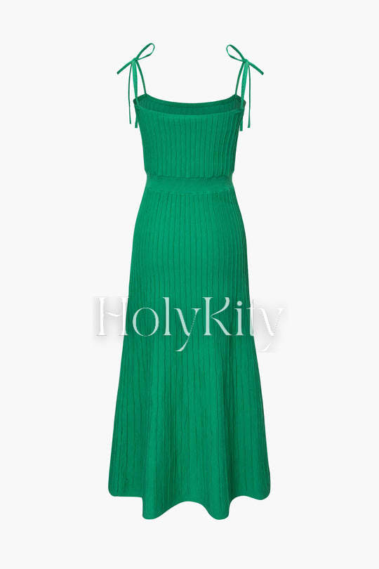 Tie Strap Textured Knit Maxi Dress