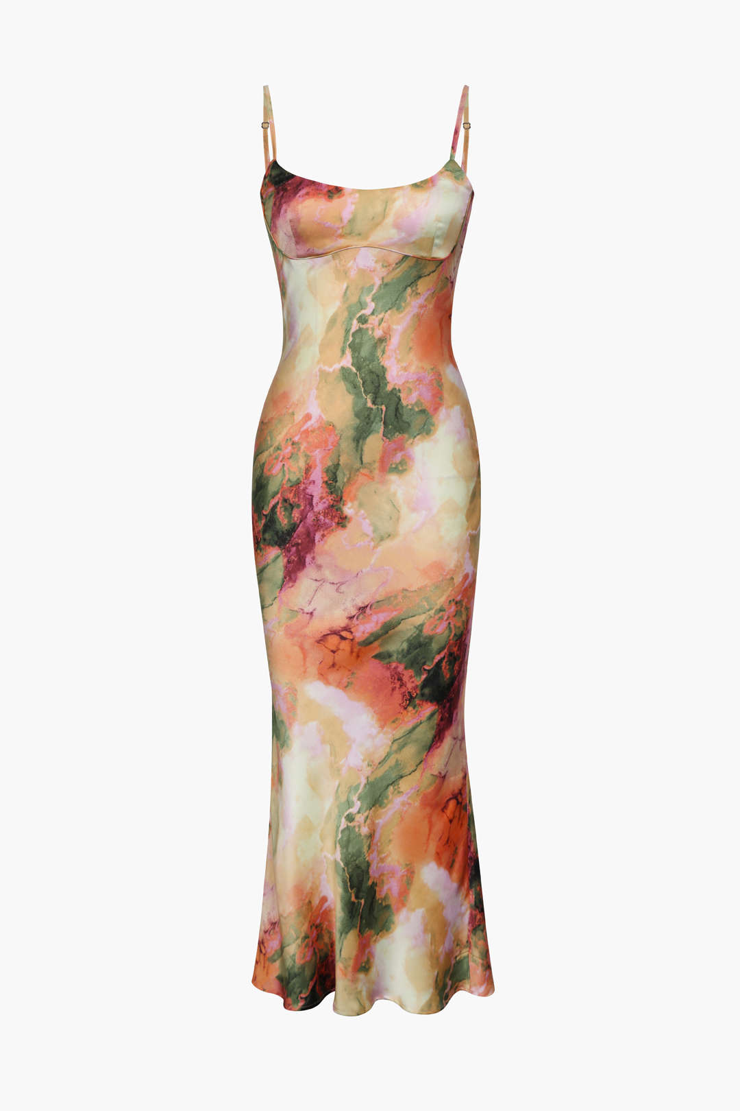Robe nuisette mi-longue ajustée à imprimé abstrait