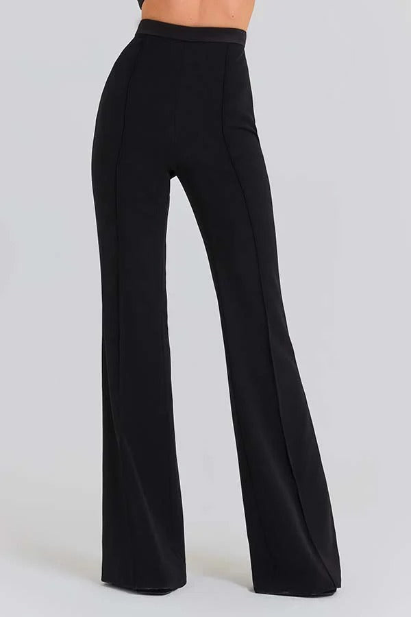 Women Power High Rise Side Zipper Flare Slim Fit Pants