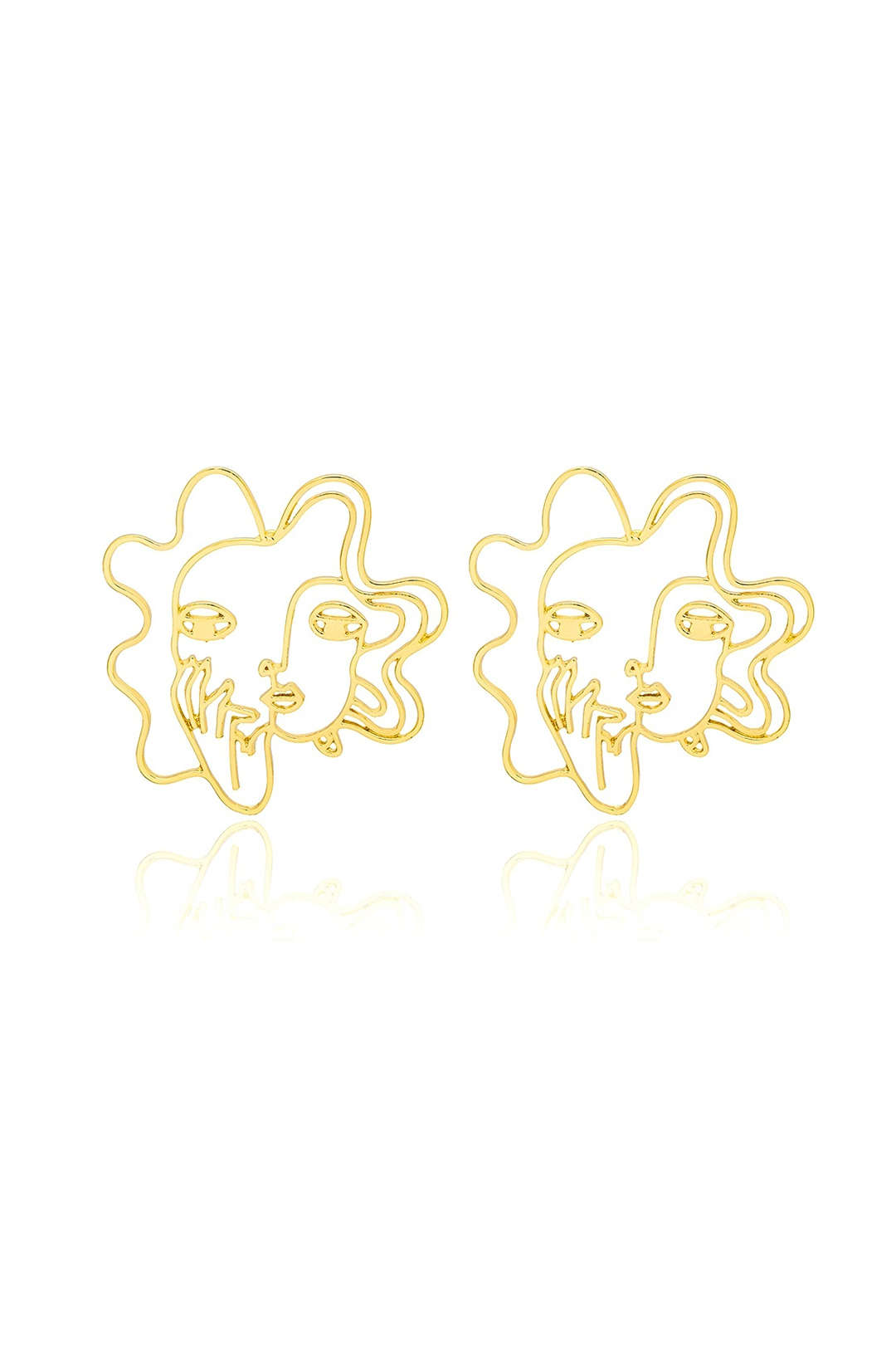 Boucles d'oreilles creuses à breloques visage