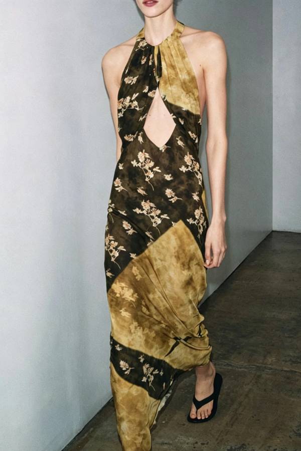 Tie-Dye Halter Cutout Maxi Dress