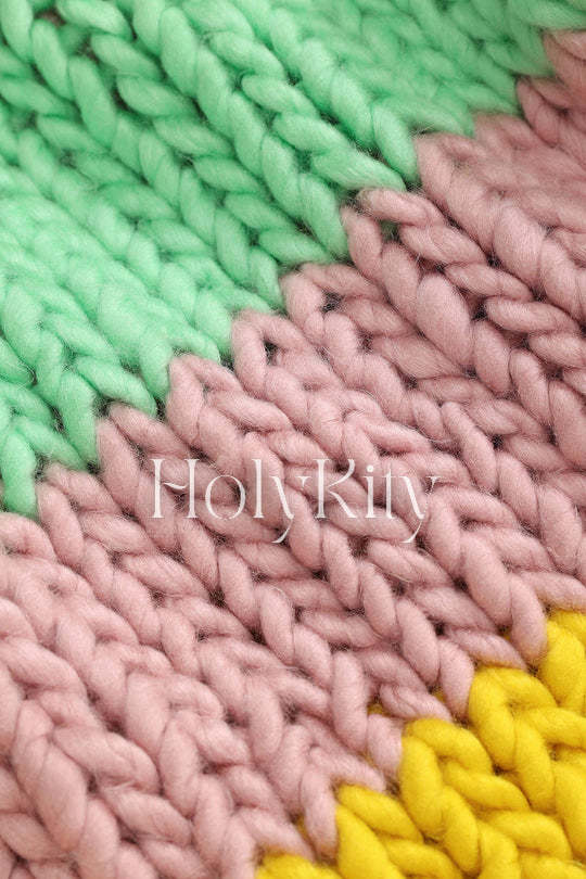 Cardigan en maille épaisse à blocs de couleurs