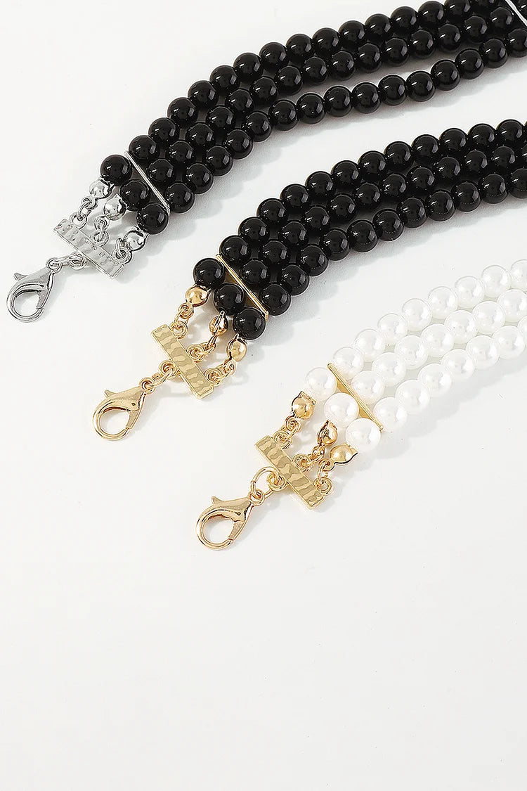 Elegant Layered Pearl Rhinestone Alloy Necklace