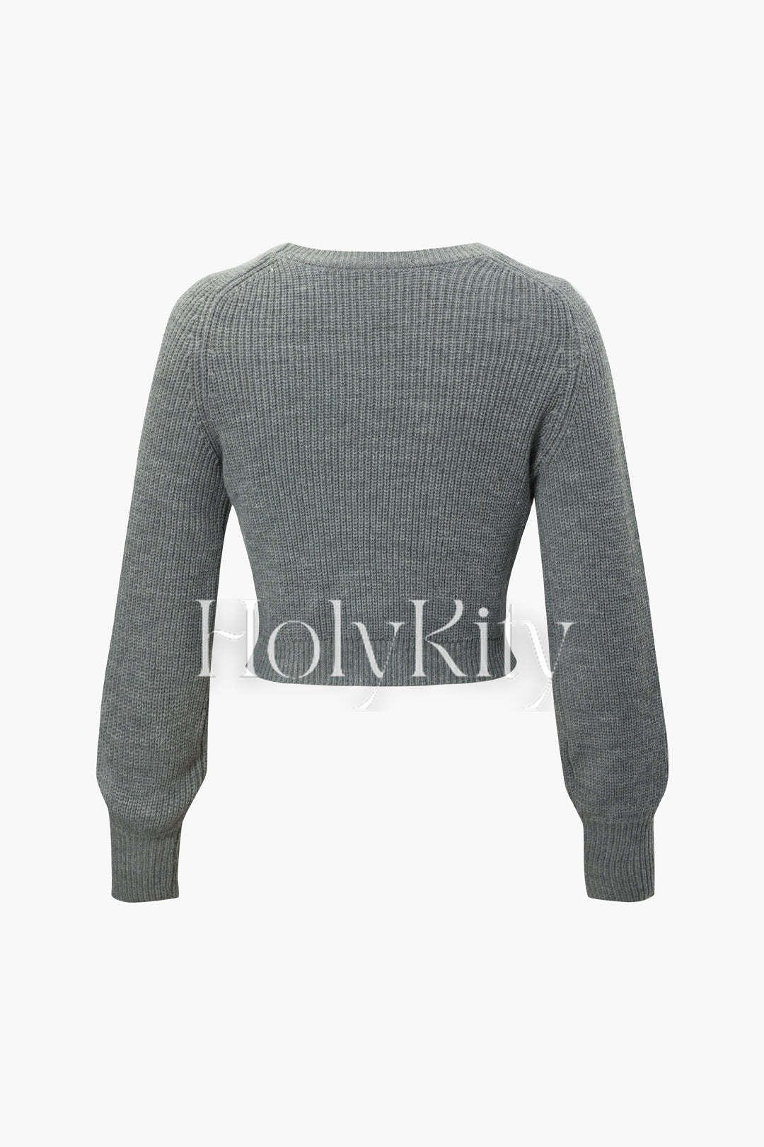Einfarbiger, kurzer Strickpullover mit Rundhalsausschnitt