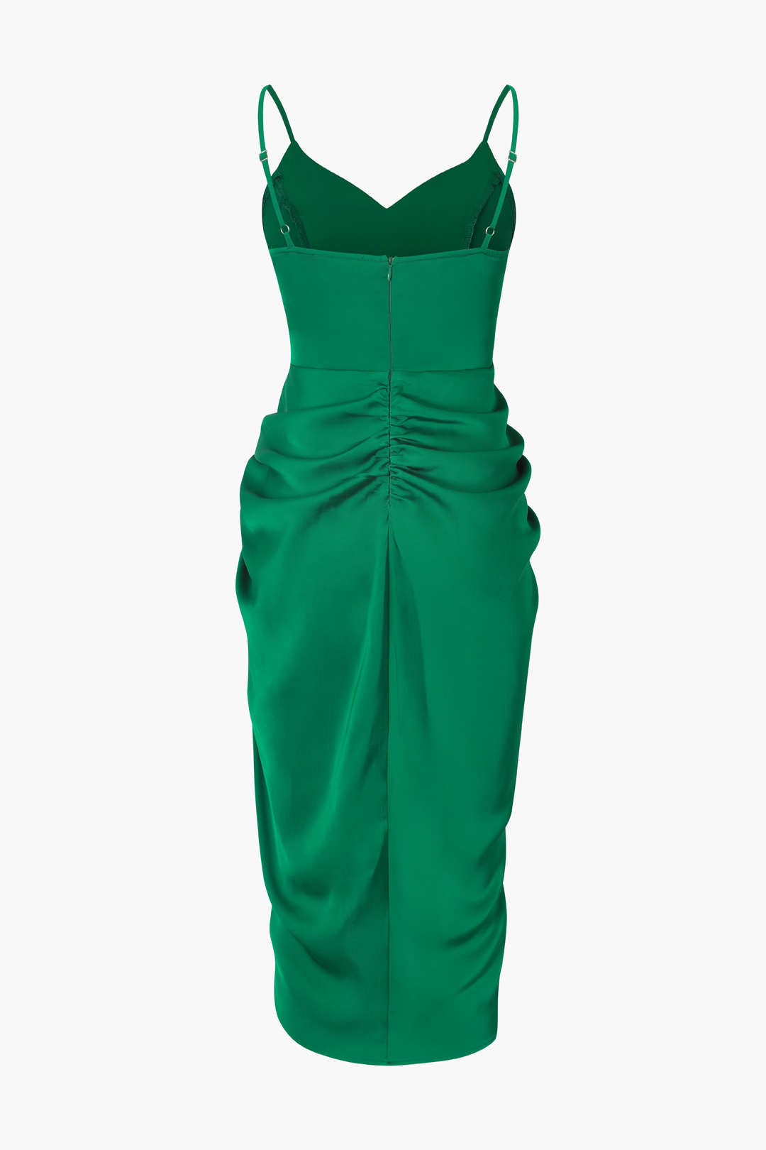 Mini-robe en satin à col en V froncé