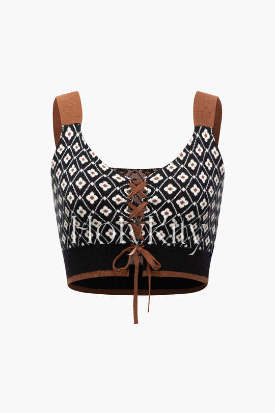 Cami-Top mit Blumenmuster und Bindeband vorne