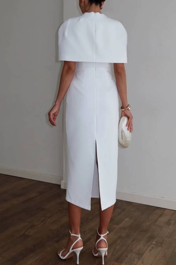 Cape Midi Evening Dress