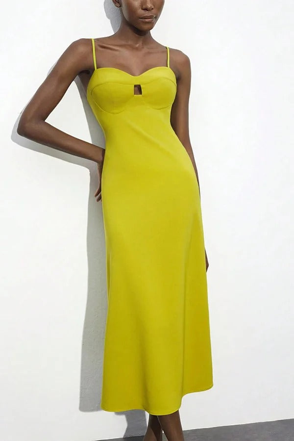 Sexy Hollow Strap Backless Slim Midi Dress