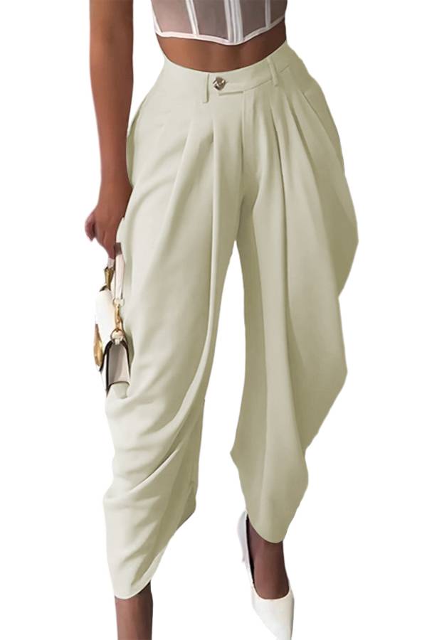 High-Waisted Pleated Drape Harem Pants