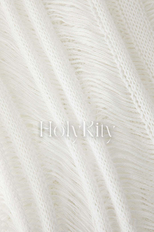 Haut sans manches en tricot ajouré effet vieilli