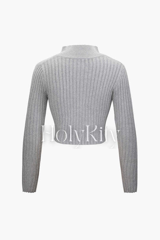 Kurzer Strickcardigan mit Reißverschluss